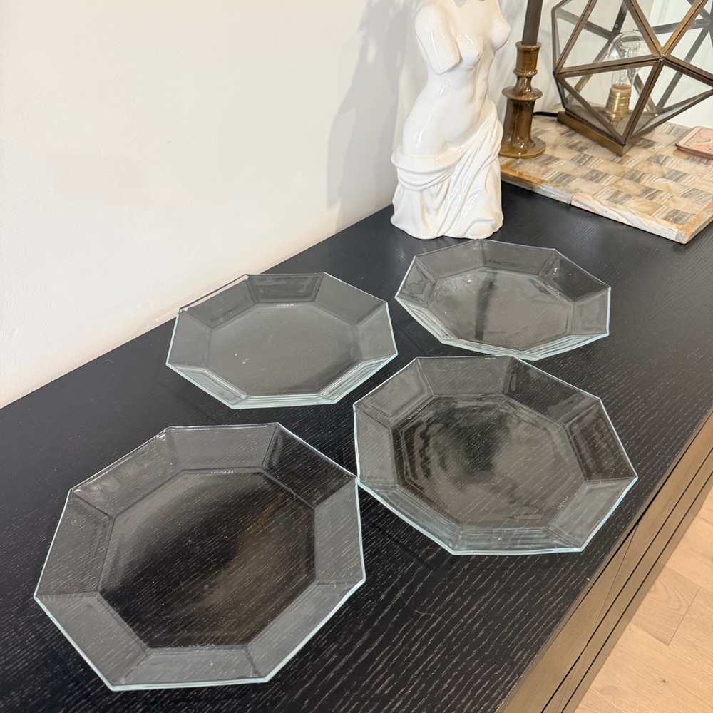 Arcoroc France Clear Glass Plates, Made in France, set of 4